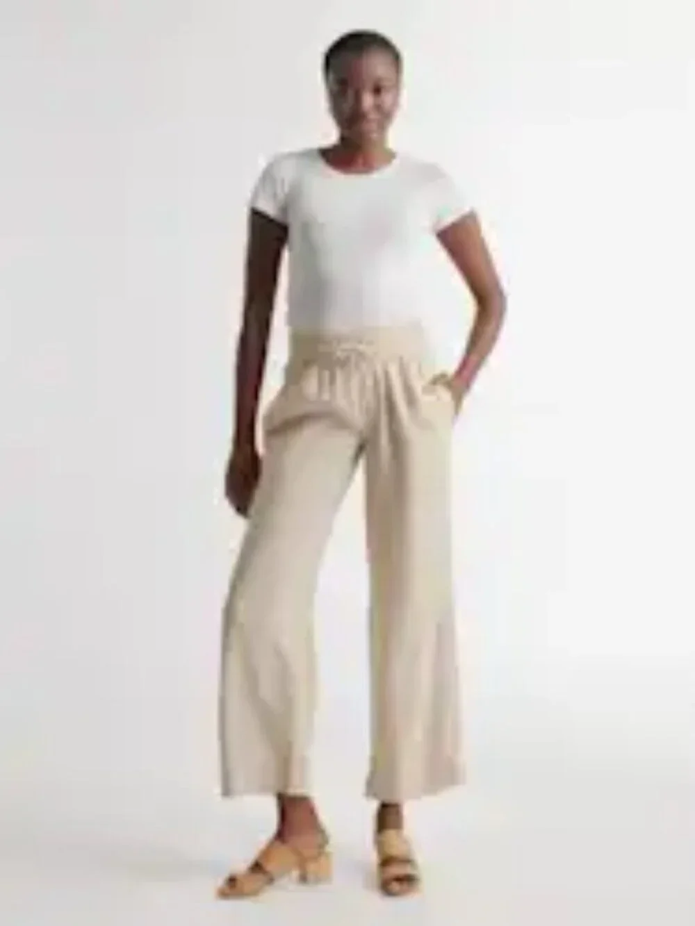 100% European Linen Wide Leg Pants Driftwood Size L